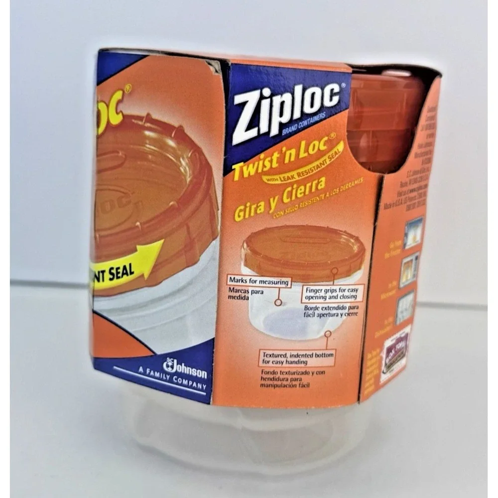 Ziploc Twist 'N Loc Containers Small Round 3 Pack Containers With Lid 16 Oz New